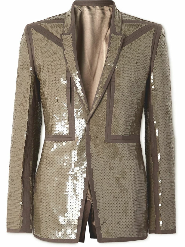 Photo: Rick Owens - Fogpocket Neue Alice Sequined Cotton-Gauze Suit Jacket - Brown