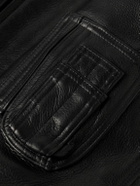 Golden Bear - Padded Full-Grain Leather Bomber Jacket - Black