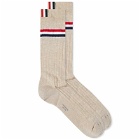 Thom Browne Men's Ribbed Stripe Sock in Natural White