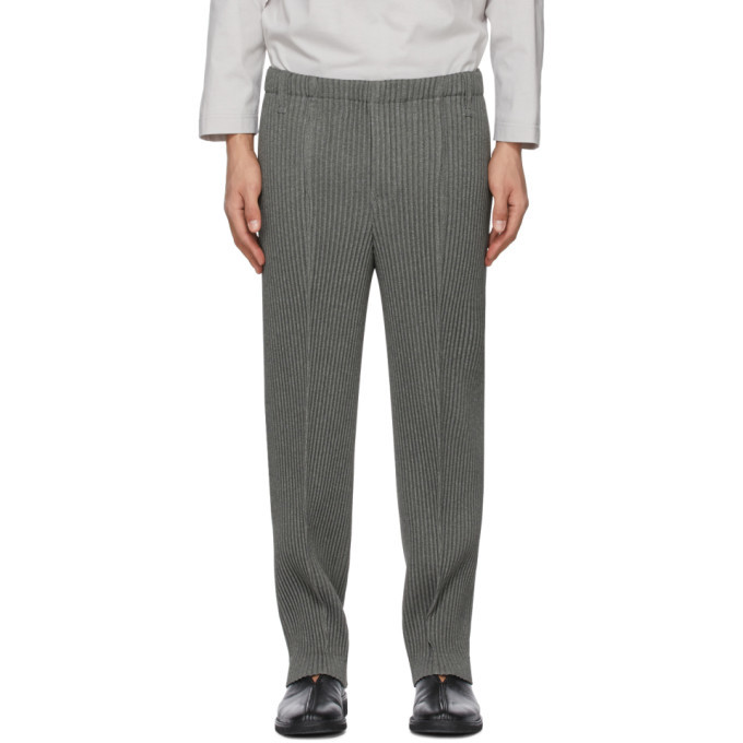Homme Plisse Issey Miyake Grey Wool Like Light Trousers Homme