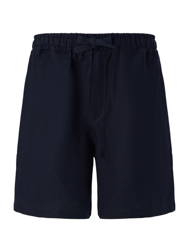 Photo: Saman Amel - Brisbane Straight-Leg Linen Drawstring Shorts - Blue