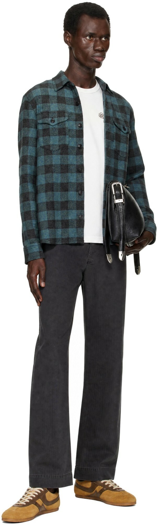 RRL Gray Herringbone Cotton Trousers