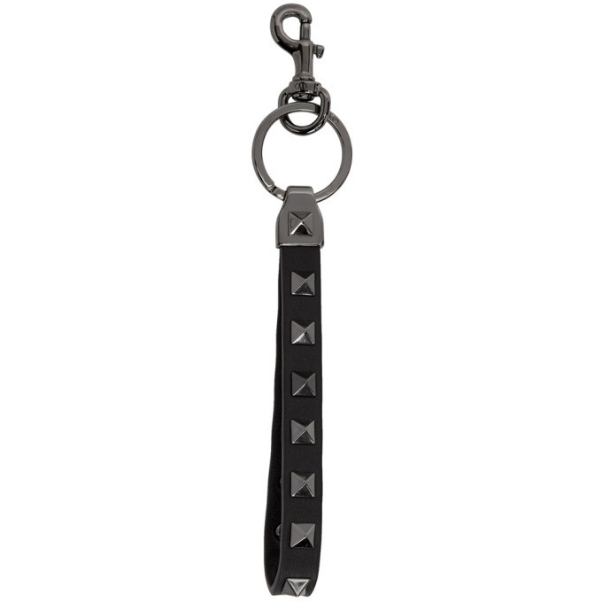 Photo: Valentino Black Valentino Garavani Leather Rockstud Keychain