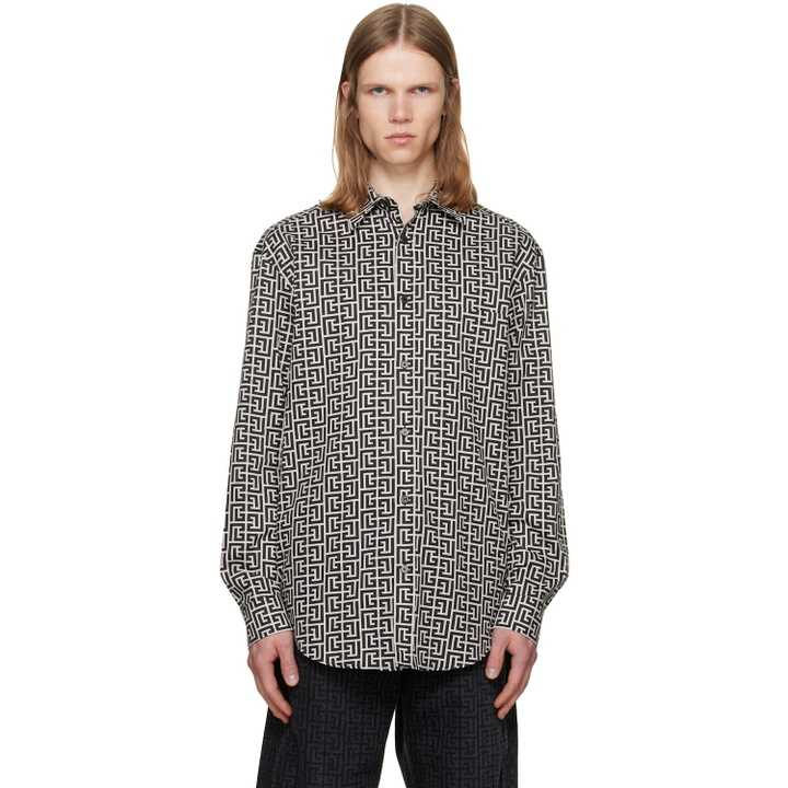 Photo: BALMAIN Black & White Monogram Loose Shirt