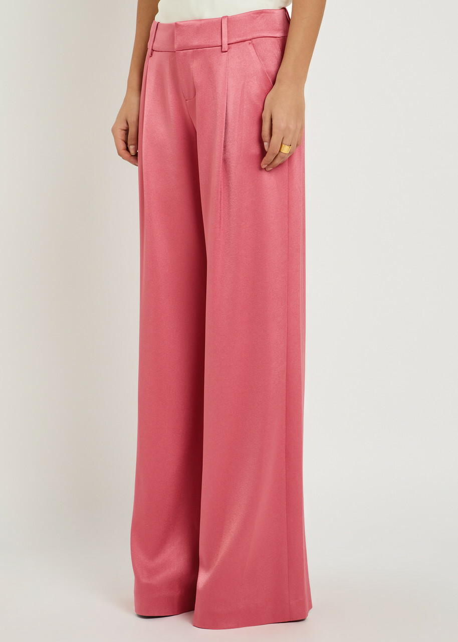 Alice + Olivia Eric Wide-leg Satin Trousers Pink
