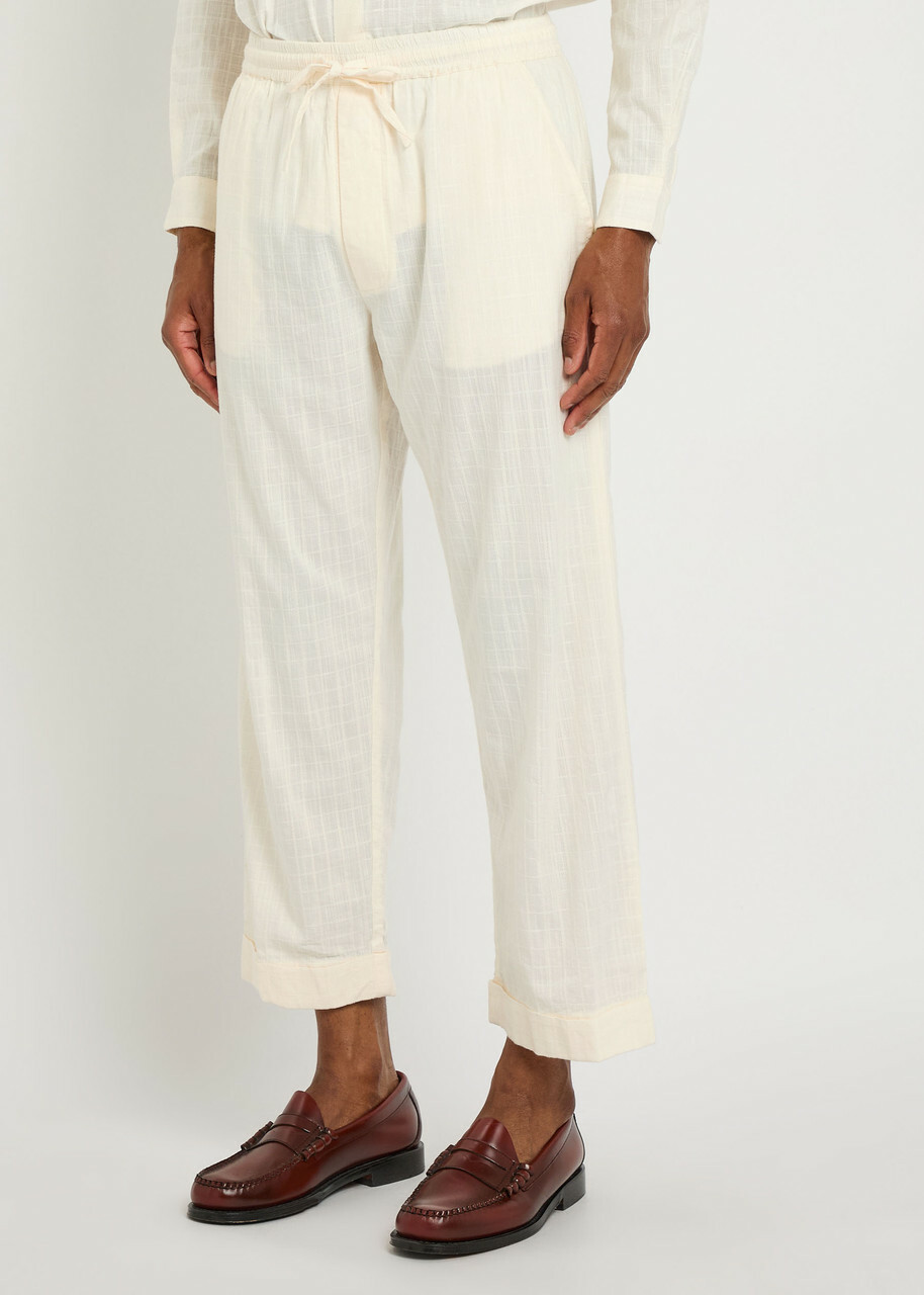 Smr Days Malibu Embroidered Straight-leg Cotton-blend Trousers Ecru