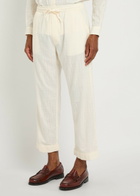 Smr Days Malibu Embroidered Straight-leg Cotton-blend Trousers Ecru