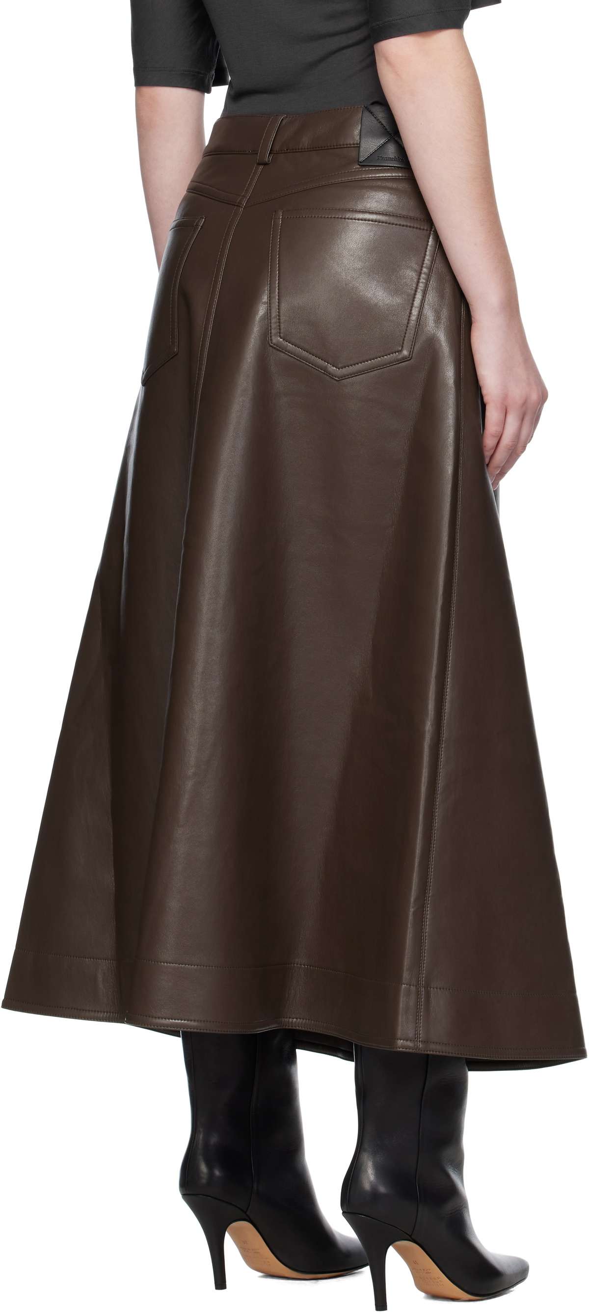 Nanushka Brown Cintia Regenerated Leather Maxi Skirt