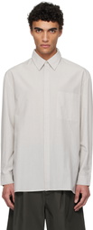 AMOMENTO Gray Stripe Oversized Shirt