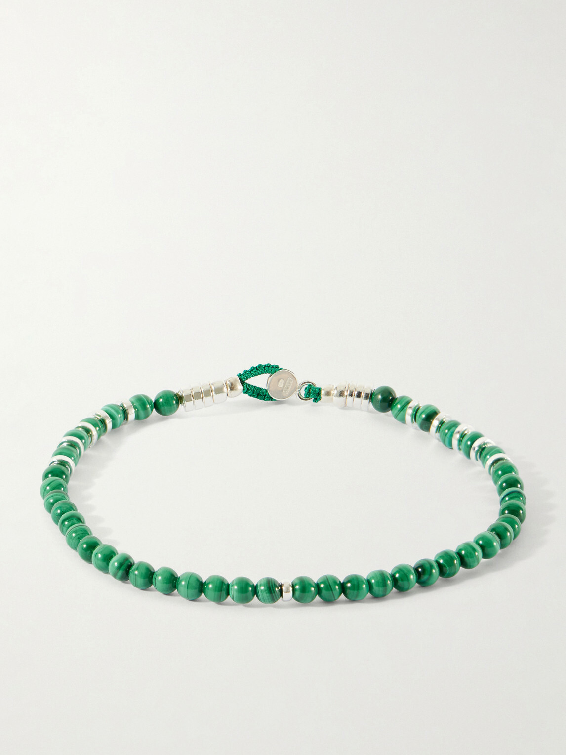 Mikia - Circle 4 Sterling Silver, Malachite and Hematite Beaded Bracelet - Green