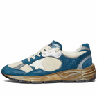 Golden Goose Men's Running Dad Sneakers in White Beige/Octane Blue/White And Silver