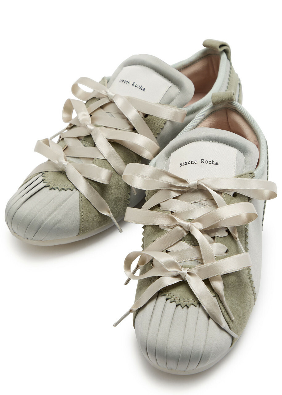 Simone Rocha Ballerina Grip Panelled Satin Sneakers Grey