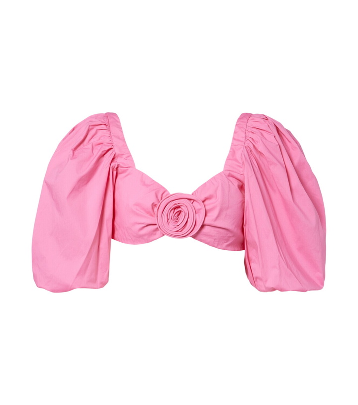 Photo: Adriana Degreas Floral-appliqué cotton-blend crop top