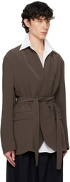 RAINMAKER KYOTO Taupe Stand Up Shawl Collar Blazer