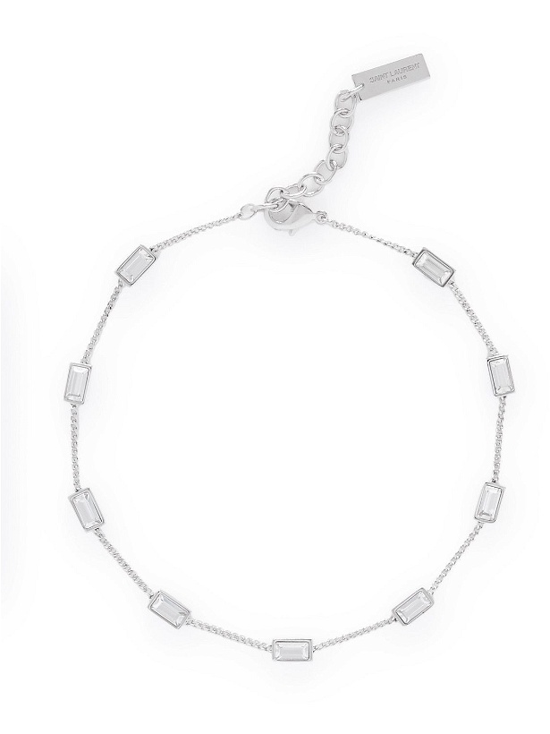 Photo: SAINT LAURENT - Silver-Tone Crystal Bracelet - Silver