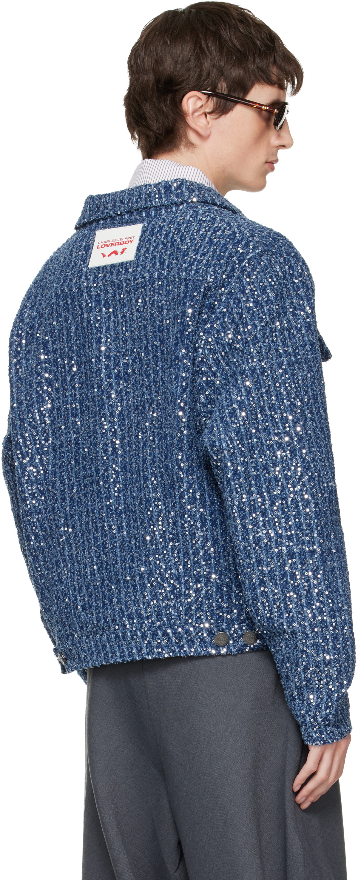 Charles Jeffrey LOVERBOY Blue Art Denim Jacket Charles Jeffrey