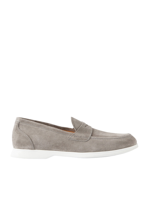 Photo: Kiton - Suede Penny Loafers - Gray