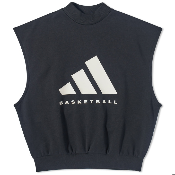 Photo: Adidas Basketball Sleeveless Logo T-Shirt in Black/Talc