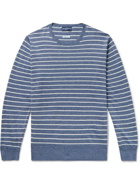 PETER MILLAR - Slim-Fit Striped Mélange Linen and Merino Wool-Blend Sweater - Blue - S