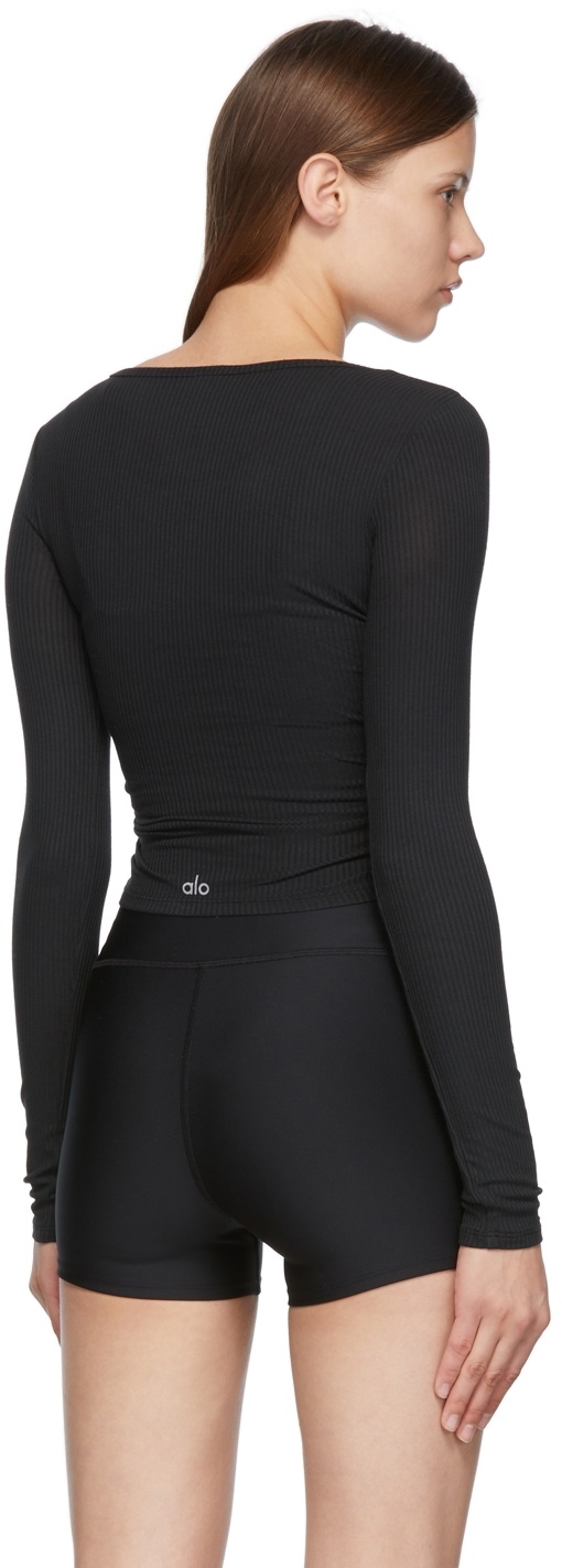 Alo Black Gather Long Sleeve Sport Top Aloye