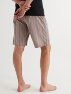 PAUL SMITH - Striped Cotton Drawstring Pyjama Shorts - Brown