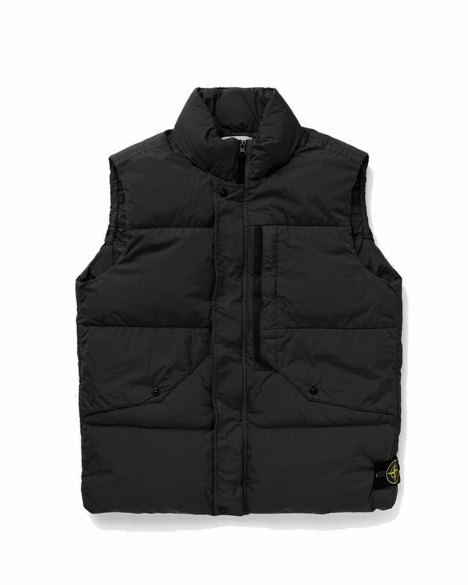 Photo: Stone Island Sleeveless Realdown Jacket Garment Dyed Crinkle Reps Recycled Nylon Black - Mens - Vests