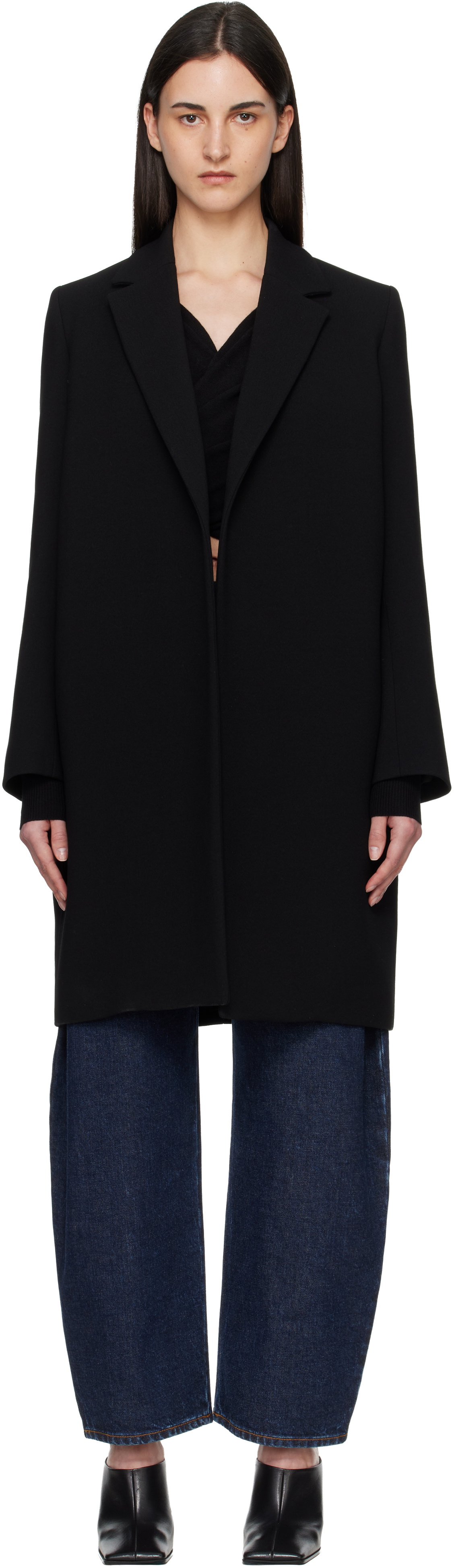 ALAÏA Black Crombie Wool Coat
