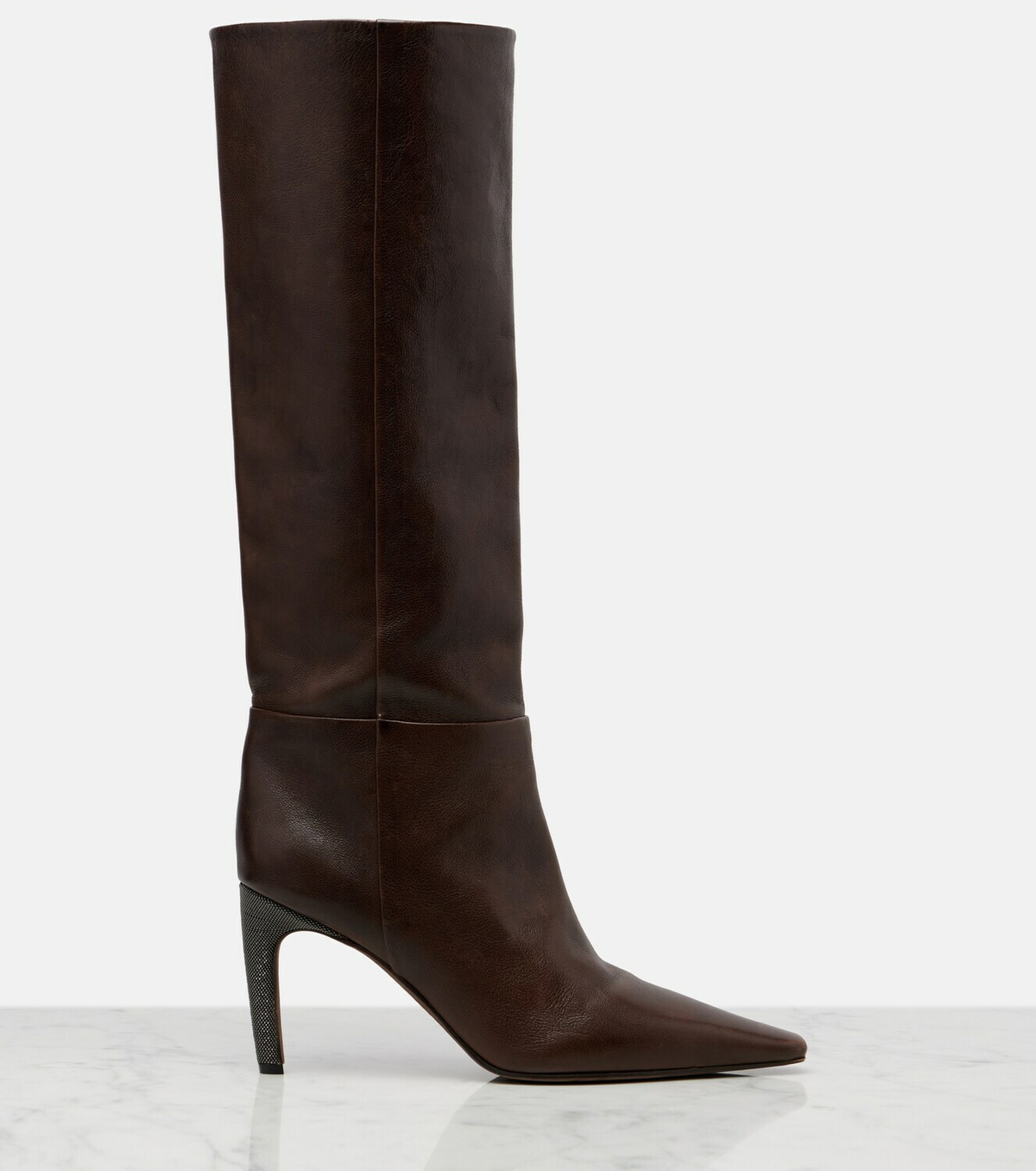 Brunello Cucinelli Monili leather knee-high boots