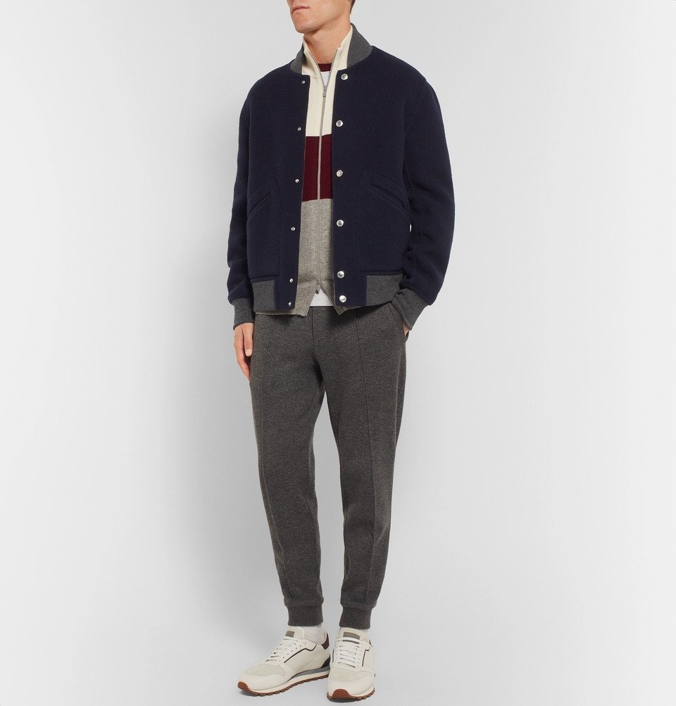 Brunello Cucinelli - Reversible Wool and Cashmere-Blend Bomber Jacket ...
