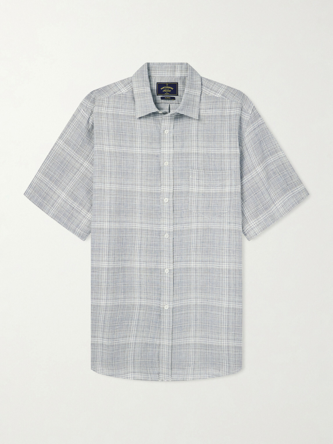 Portuguese Flannel - Gem Checked Linen Shirt - Gray