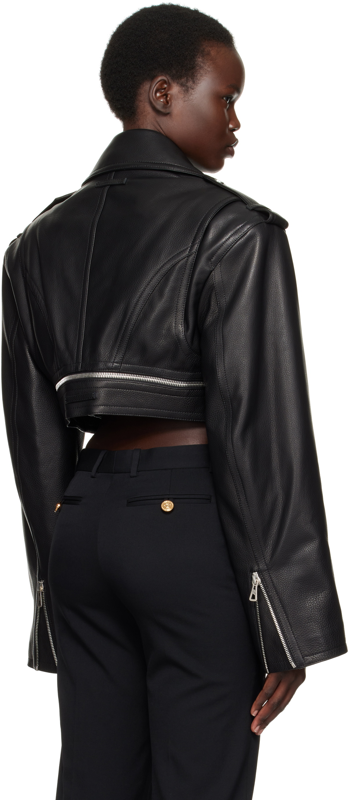 Jean Paul Gaultier Black 'The Cropped Perfecto' Leather Jacket