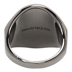 Alexander McQueen Gunmetal Skull Tag Ring