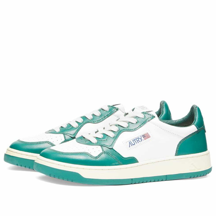 Photo: Autry Men's 01 Low Contrast Sneakers in White/Green