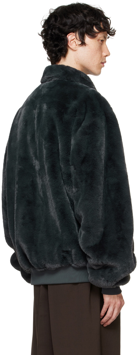 The Frankie Shop Gray Justin Faux-Fur Bomber Jacket