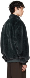 The Frankie Shop Gray Justin Faux-Fur Bomber Jacket
