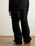 Rick Owens - Stefan Wide-Leg Brushed Cotton-Twill Cargo Trousers - Black