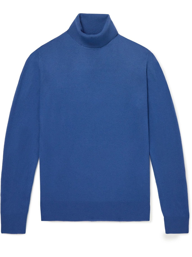 Photo: LORO PIANA - Dolcevita Slim-Fit Baby Cashmere Rollneck Sweater - Blue