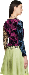 Chopova Lowena Multicolor Totally Tiger Flocked Mesh Top