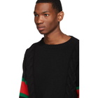 Gucci Black Cable Knit Web Sweater