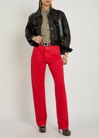 Versace Panelled Leather Jacket Black
