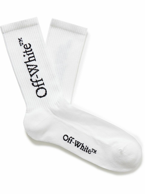 Photo: Off-White - Logo-Jacquard Cotton-Blend Socks - White