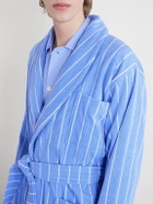 TEKLA - Belted Striped Organic Cotton-Terry Robe - Blue
