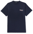 Balenciaga - Oversized Logo-Print Cotton-Jersey T-Shirt - Men - Navy