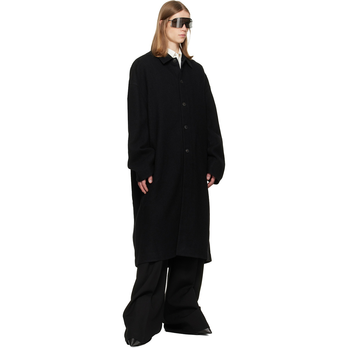 Rick Owens Black Tower Buttoned Brad Coat