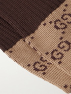 GUCCI - Logo-Intarsia Stretch Cotton-Blend Socks - Brown