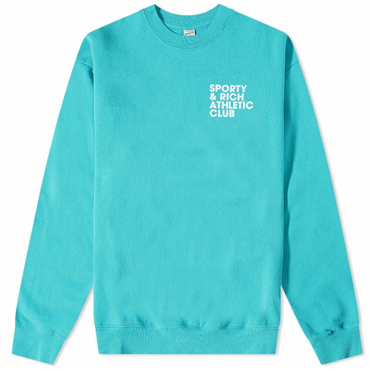 Photo: Sporty & Rich Exercise Often Crew Sweat in Turquoise/White