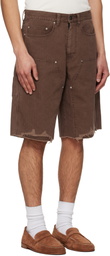 TONYWACK Brown Hand Distressed HBT Double Knee Shorts