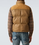RRL Leather-trimmed ripstop puffer vest