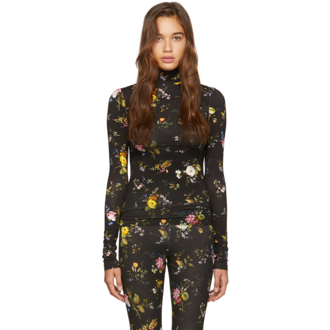 R13 Black Floral Turtleneck R13