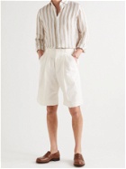 UMIT BENAN B - Roberts Pleated Cotton and Linen-Blend Shorts - White - IT 46